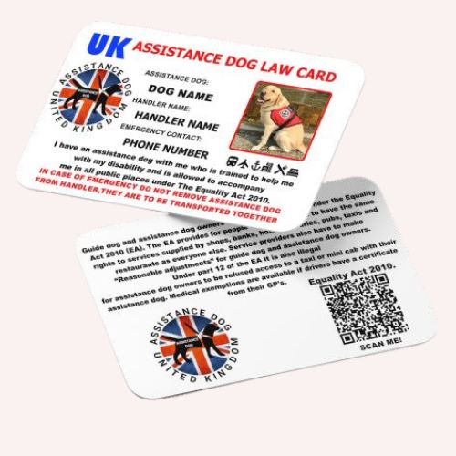 Personalized Assistance Dog Info law Card UK