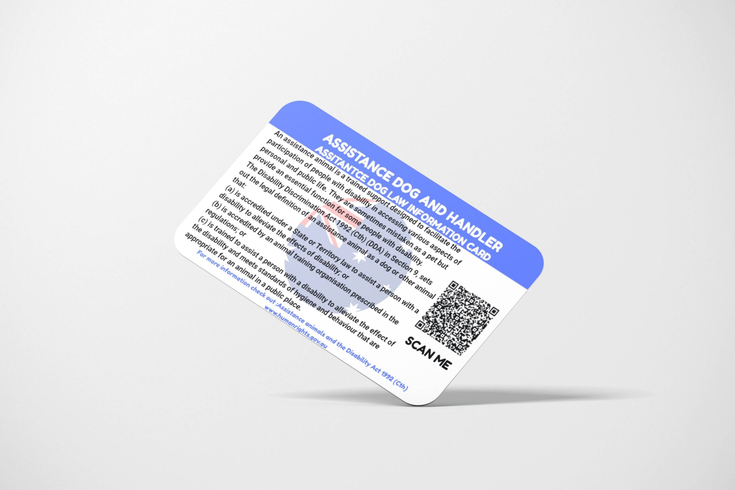 Custom Assistance Dog Law Card – Australia