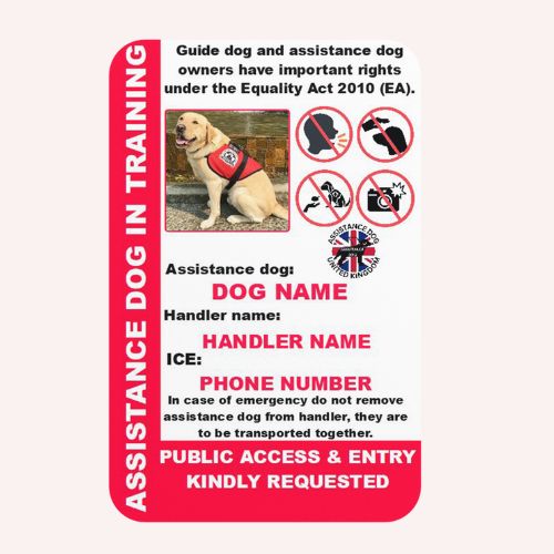Assistance Dog in Training – UK Equality Act 2010 QR Law Card