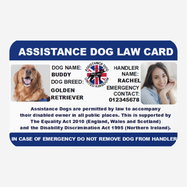 Assistance dog card